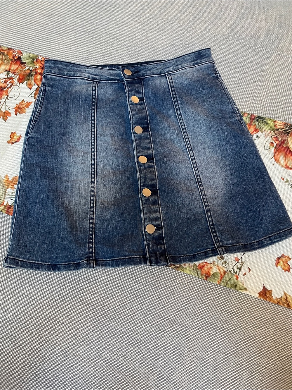 Calvin Klein Jeans Button-Front Jean Skirt, 2